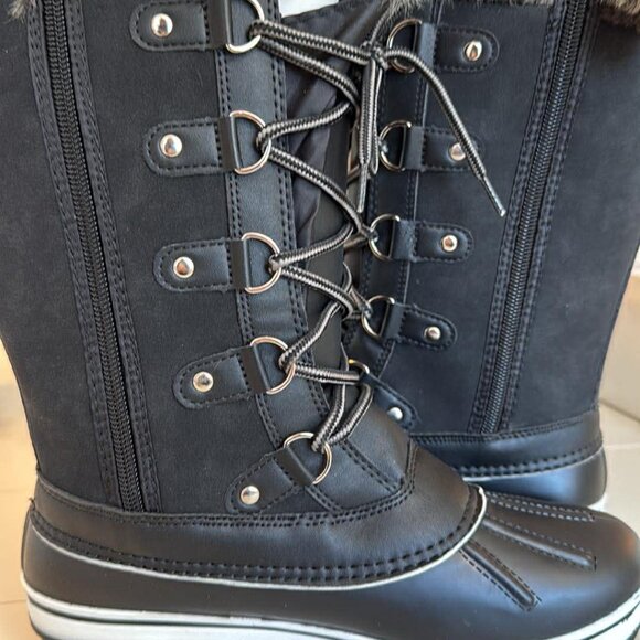 Fur Trim Waterproof Duckboot | Lace-Up & Zip | NIB | US 9 EU 40 - Picture 2 of 6